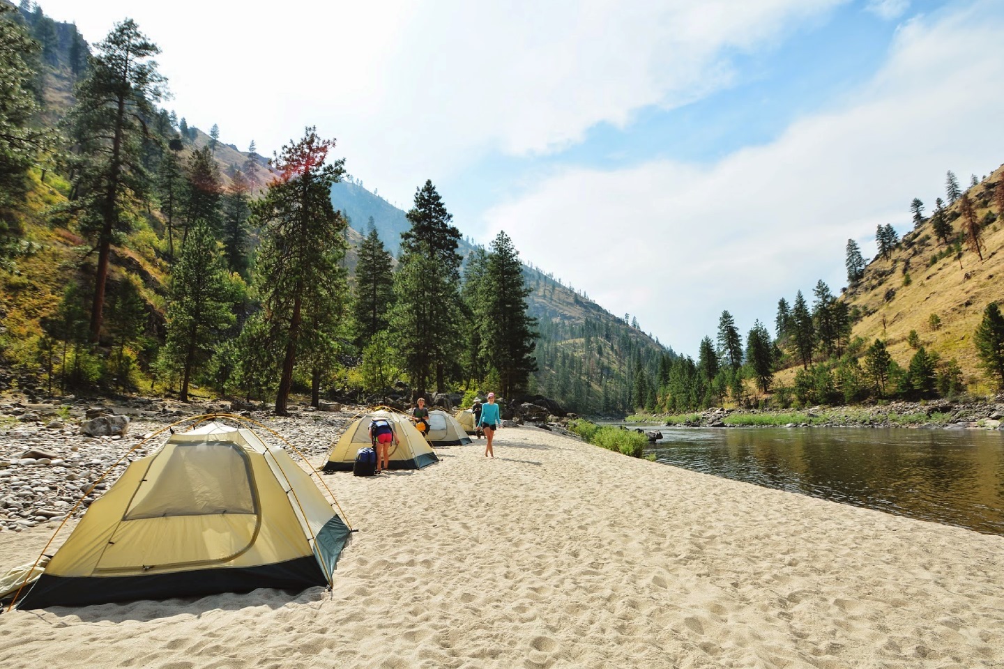 glamping on a river rafting trip in idaho